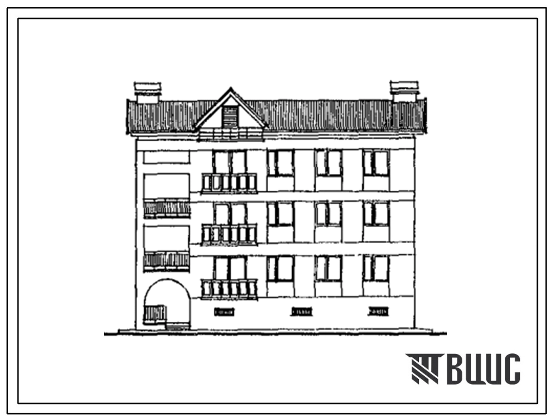 Типовой проект 123-17-147с.13.90 3-этажная блок-квартира (левый блок) с 6-комнатными квартирами 3-6-I (для республики Грузия)