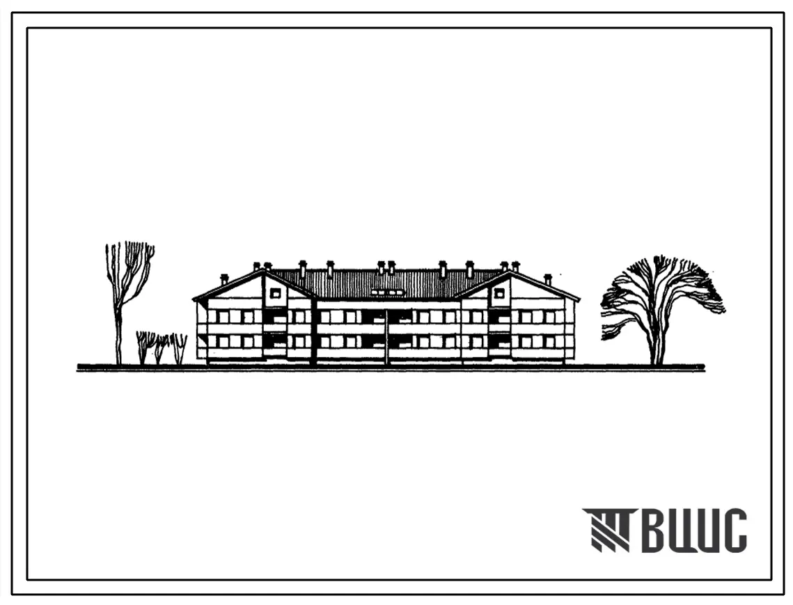 Типовой проект 111-26-45/1 Двухэтажный двухсекционный дом для малосемейных на 24 квартиры (однокомнатных 1А-8, 1Б-12, двухкомнатных 2А-4). Наружные стены из аглопоритобетонных панелей. Для строительства во 2 и 3 климатических районах УССР