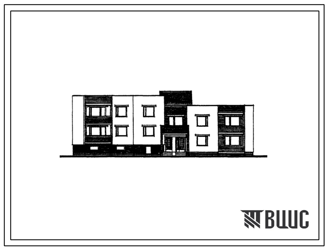 Типовой проект 212-012 Двухэтажная блок-секция на 4 квартиры 5Б-2Б (рядовая).