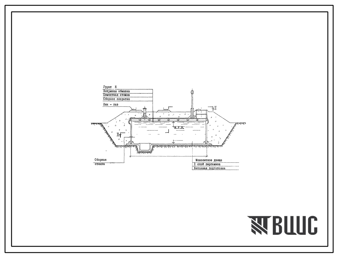 Типовой проект 901-4-3с Резервуар для воды емкостью 250 м.куб железобетонный прямоугольный заглубленный из сборных унифицированных конструкций для районов с сейсмичностью 8 и 9 баллов