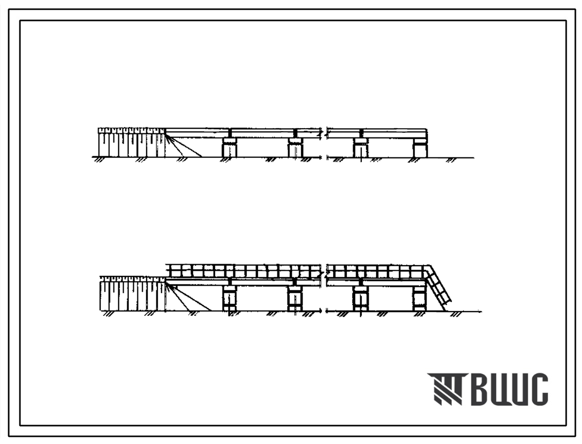 Типовой проект 401-2-32.83 Эстакады для разгрузки породы из вагонов колеи 750 мм на складах открытого хранения. Балочный тип. Высота эстакады 1,8 и 3,0 м