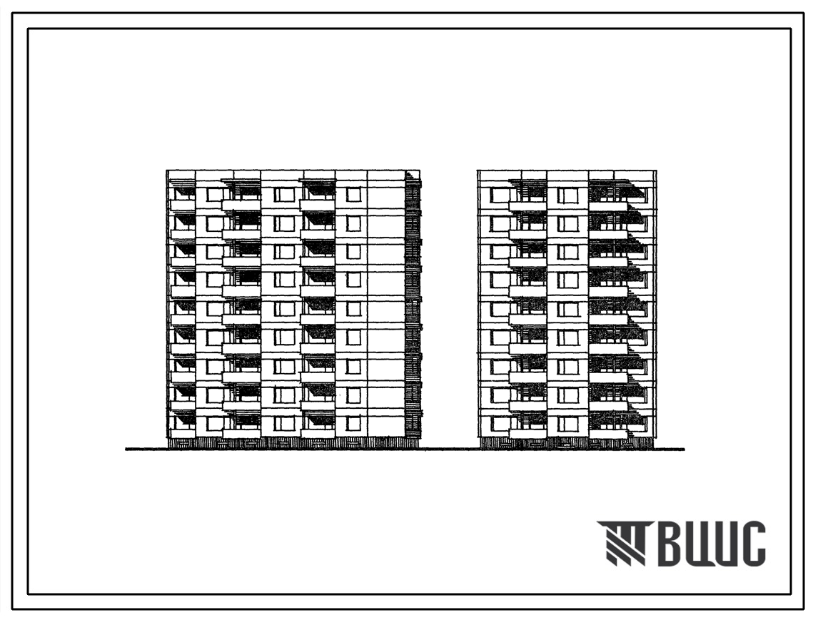 Типовой проект 120В-027/1 9-этажная блок-секция на 36 квартир (1Б-3А-3Б-4Б). Для строительства во 2В климатическом подрайоне Литовской ССР.