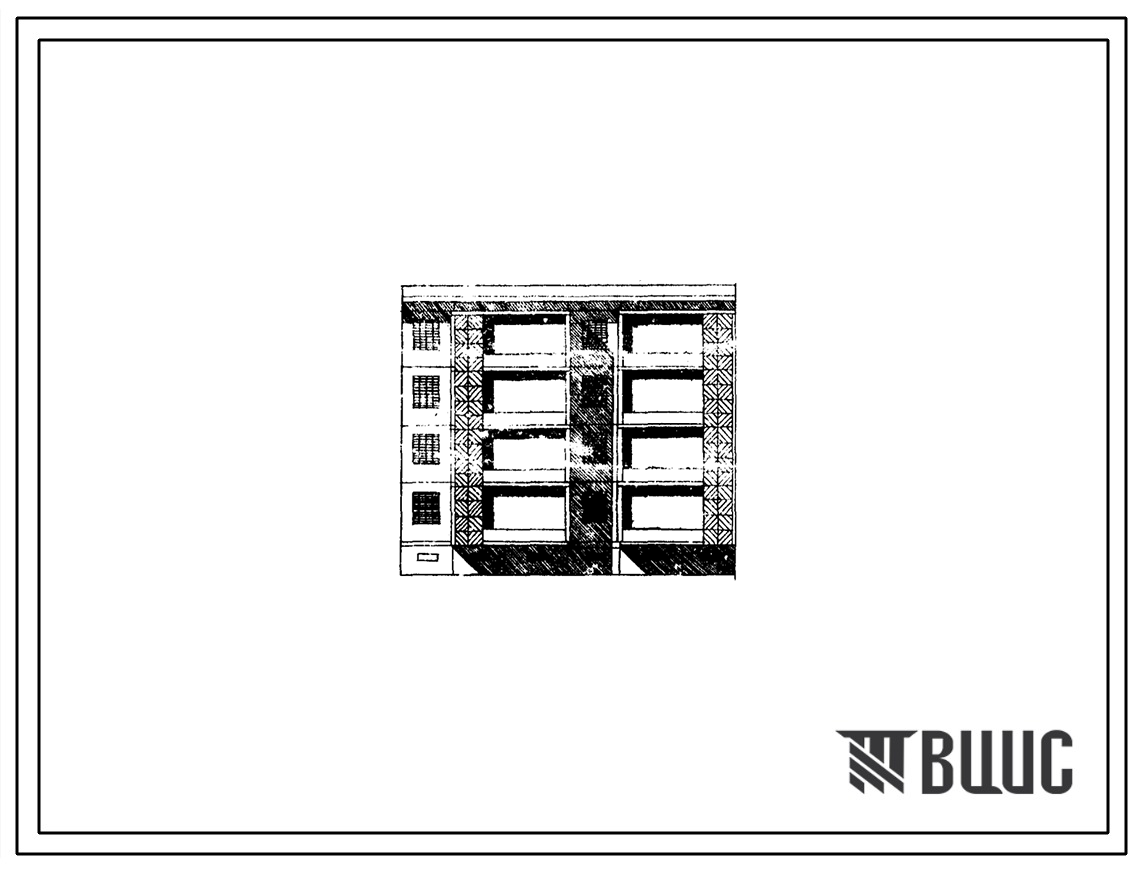 Типовой проект IVз-500УС-02/1 Четырехэтажная восьмиквартирная рядовая с торцовым окончанием блок-секция (четырехкомнатных 4Б — 4, пятикомнатных 5Б — 4). Для строительства в IVА климатическом подрайоне Туркменской ССР сейсмичностью 7 баллов.