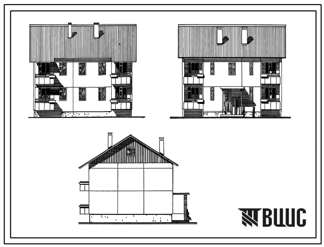 Типовой проект 111-26-112.1.13.87 Двухэтажный 1-секционный 4-квартирный жилой дом для сельского строительства