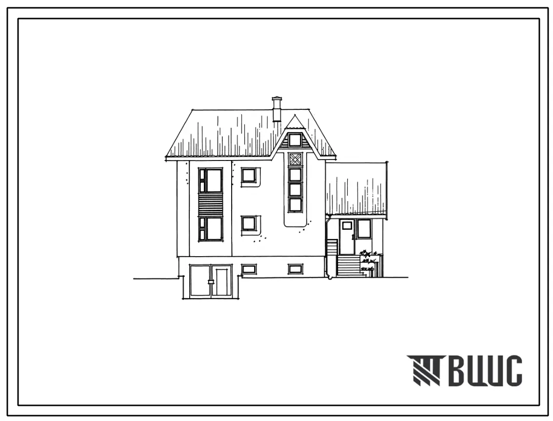 Типовой проект 148-235-20.2.13.90 2-этажный 1-квартирный 5-комнатный жилой дом с квартирой в двух уровнях. Вариант жилого дома с цокольным этажом (для строительства в Белорусской ССР)