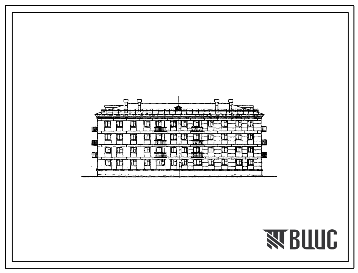 Типовой проект 1-307с-2 Четырехэтажный двухсекционный дом на 32 квартиры, с ваннами, с подвалом и без подвала.