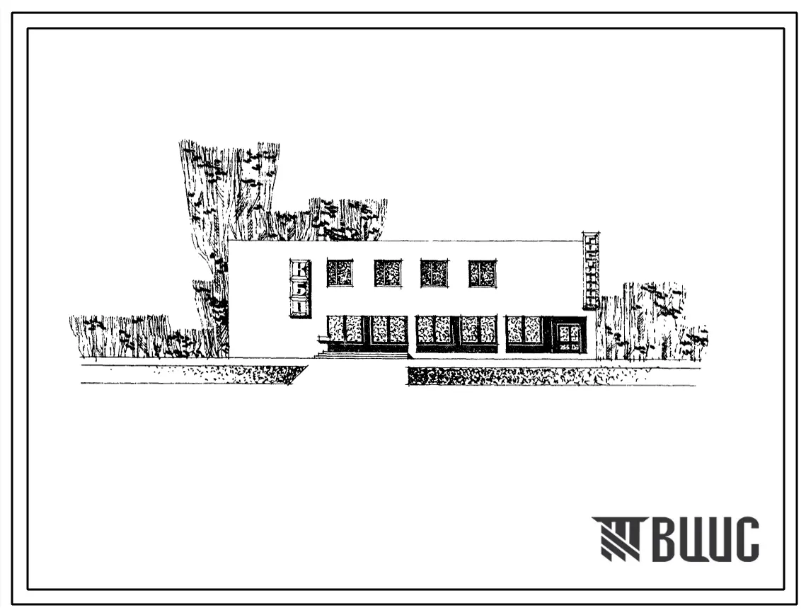 Типовой проект 284-1-128 Блок «В». Дом быта на 14 рабочих мест и гостиница на 20 мест дл торгового центра сельского поселка на 3500 жителей. Для строительства в 1В климатическом подрайоне, 2 и 3 климатических районах