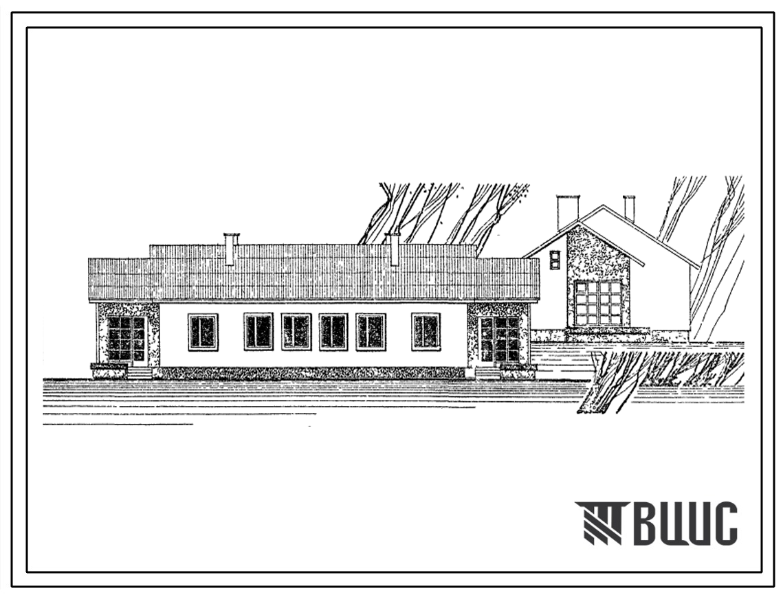 Типовой проект 184-12-43/67 Одноэтажный двухквартирный дом с трехкомнатными квартирами для строительства в Беларусской ССР (Для I проектно-строительной зоны).