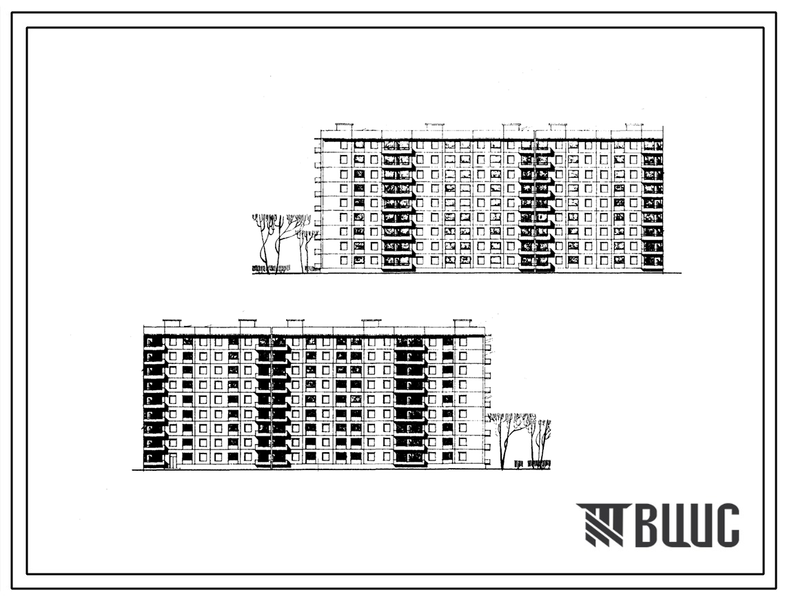 Типовой проект 111-157-4с/1 Девятиэтажный десятисекционный 180 квартирный жилой дом крупнопанельный . Для строительства в IVБ климатическом подрайоне Азербайджанской ССР.