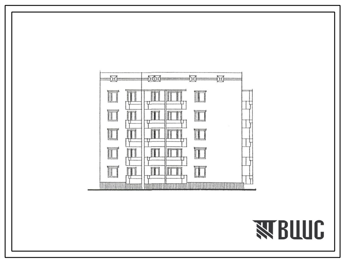 Типовой проект 67-053с.13.86 Блок-секция торцевая 5-этажная 15-квартирная 1Б-3Б-4Б (правая)