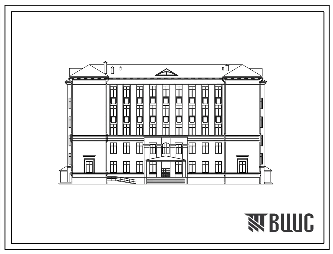 Типовой проект Ю-1 на 880 учащихся со стенами из кирпича. Архитектор Вавировский Н.М. Типовой проект 2-02-30 по перечню ЦИТП.