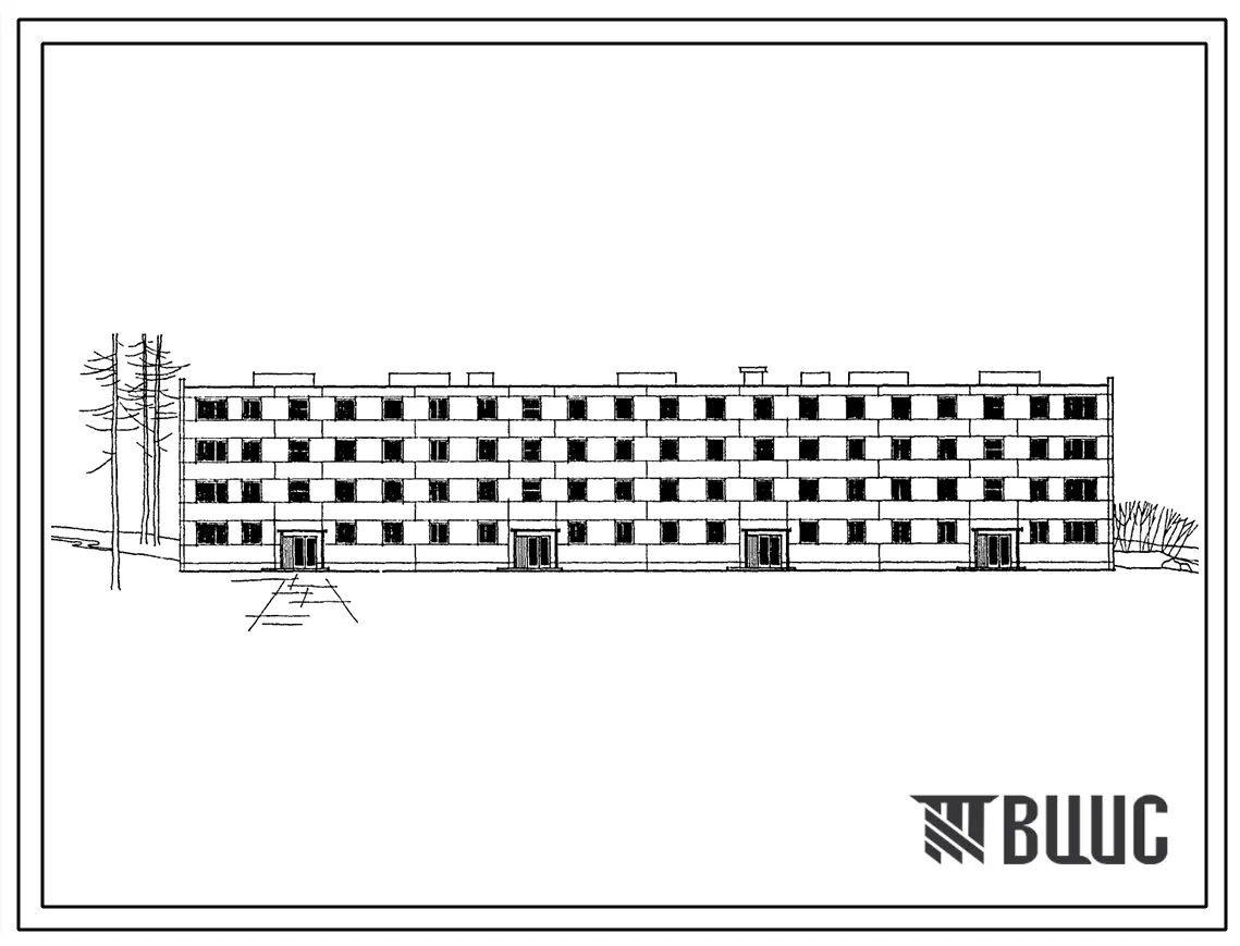 Типовой проект 111-13-34 4-этажный 48-квартирный секционный жилой дом с 1-2-3-комнатными квартирами со стенами из сикатобетонных панелей.