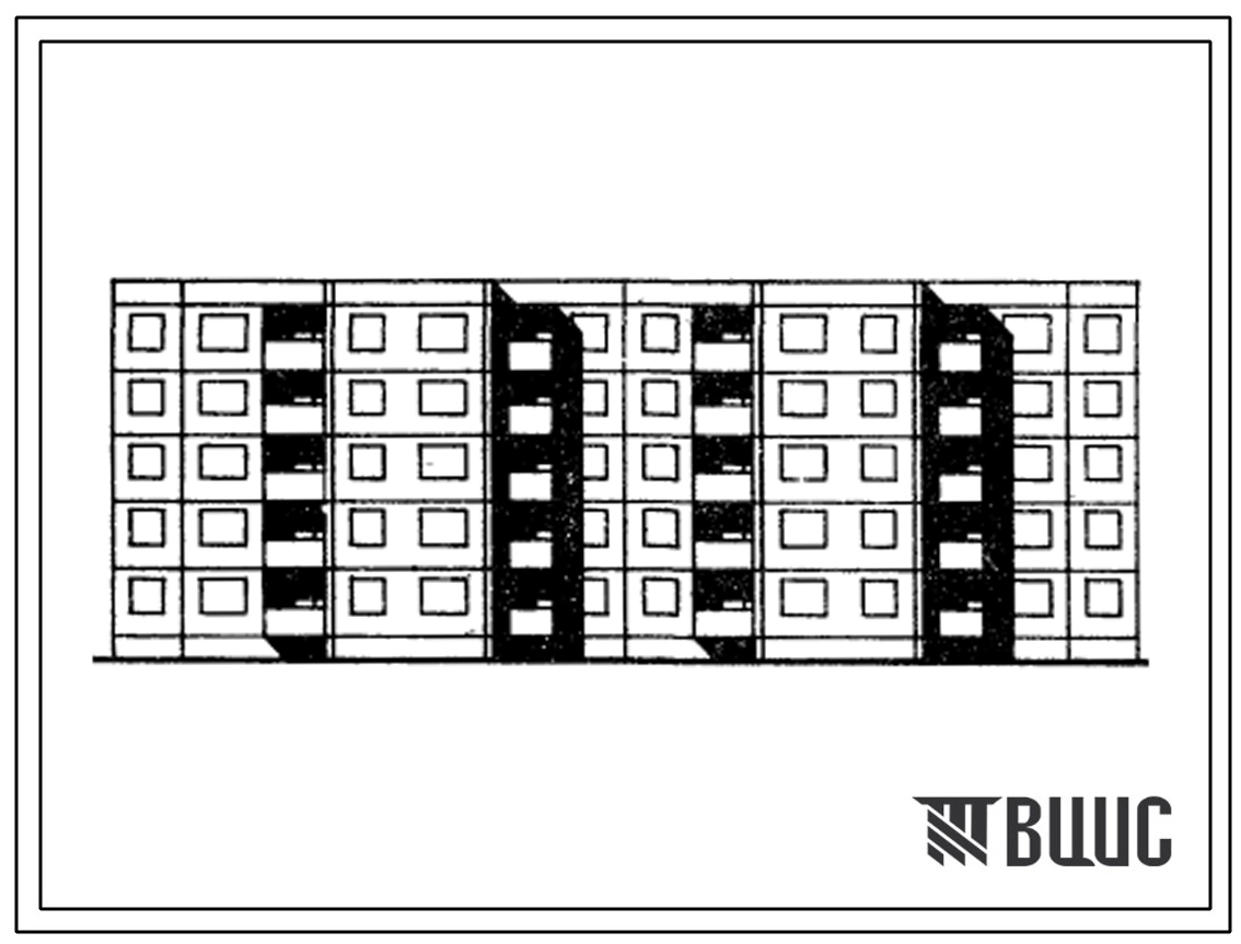 Типовой проект 92-020с/1 Блок-секция 5-этажная 39-квартирная, рядовая с торцовыми окончаниями 1Б.2Б.3Б.3Б - 1Б.2Б.3Б.3Б