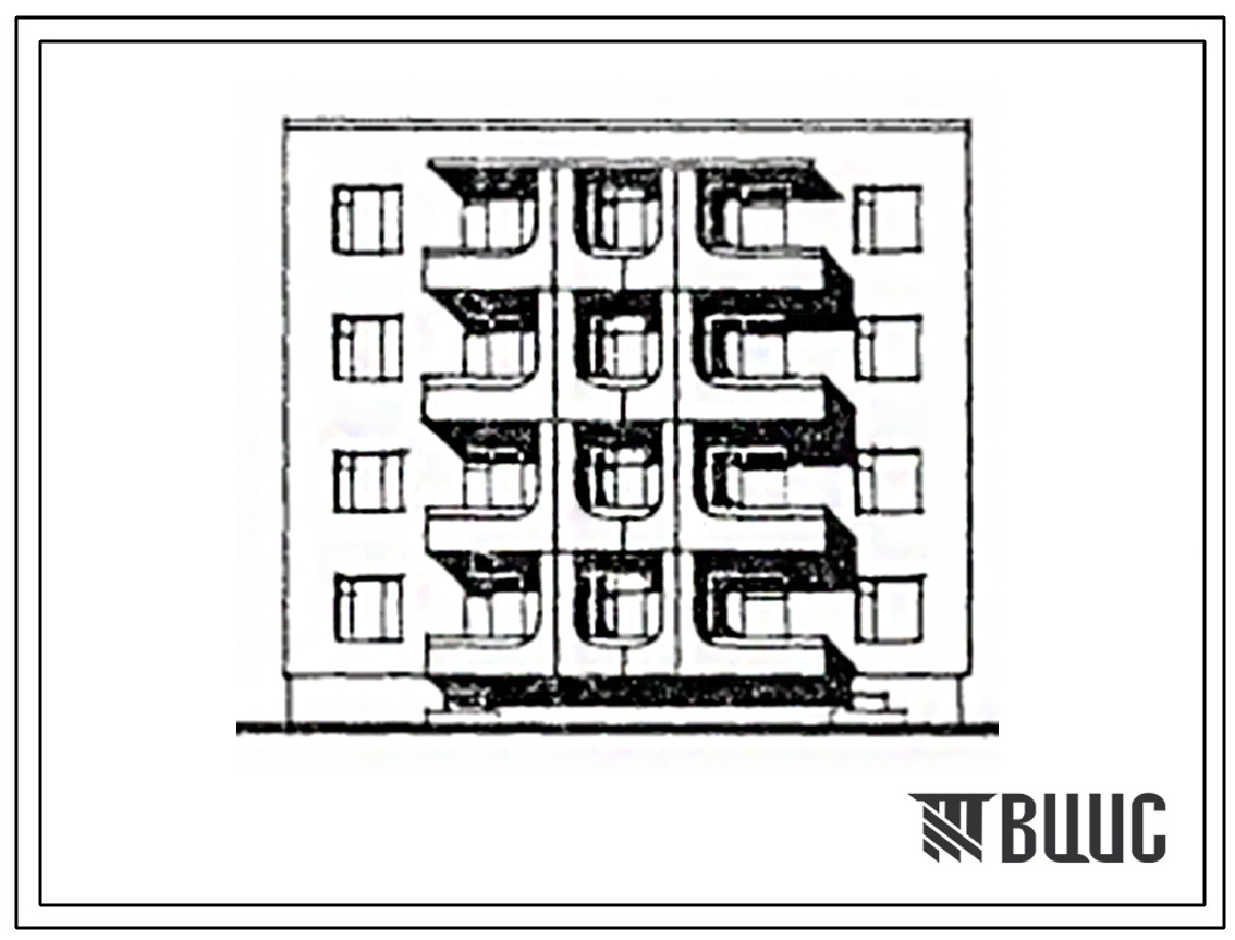 Типовой проект 175-010с.85 Блок-секция 4-этажная 8-квартирная рядовая с торцевыми окончаниями. Для строительства во 2 климатическом районе Киргизской ССР сейсмичностью 8 баллов.