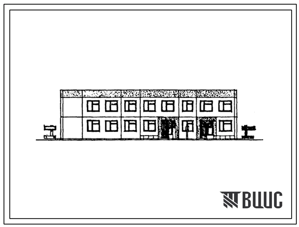 Типовой проект 251-04-74.90 Амбулатория на 100 посещений в смену с аптекой VI группы. Здание двухэтажное. Стены из однослойных легкобетонных панелей по серии 1.090.1-1.