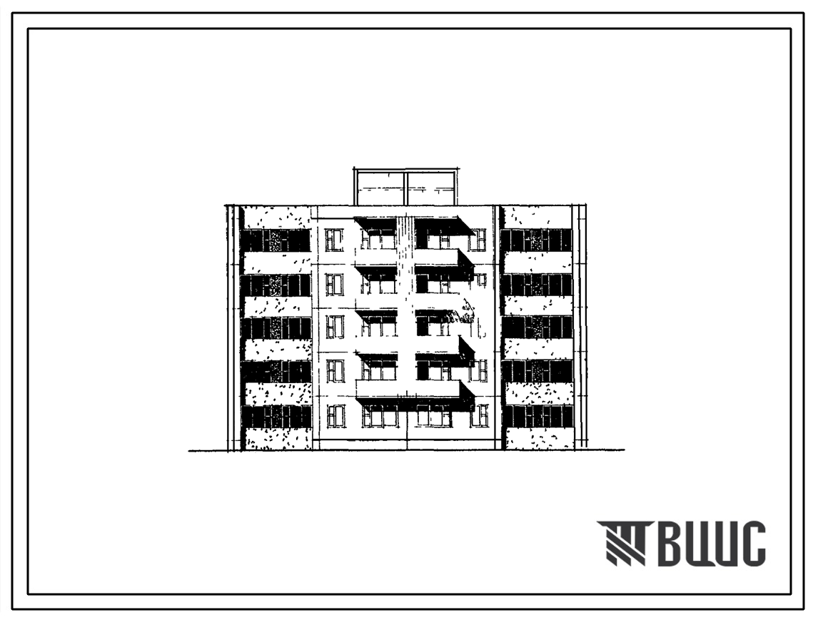 Типовой проект 72-010с/1 Пятиэтажная блок-секция рядовая правая на 19 квартир (однокомнатных 1А-5, двухкомнатных 2А-4, четырехкомнатных 5Б-6). Для строительства в 1А климатическом подрайоне Тувинской АССР сейсмичностью 7 и 8 баллов