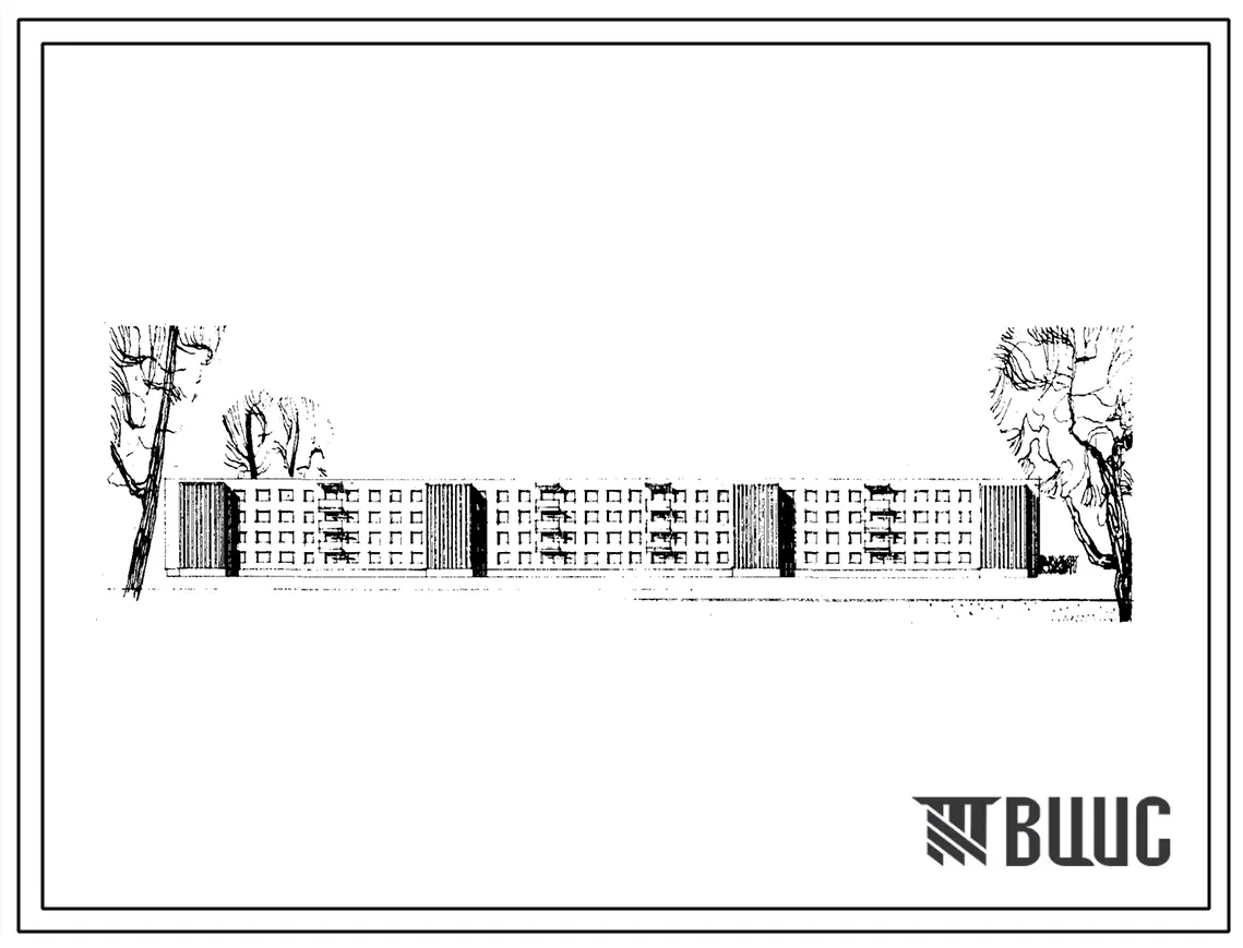 Типовой проект 1-310и-19/67 Четырехэтажный восьмисекционный 80-квартирный жилой дом со стенами из кирпича (однокомнатных -8, двухкомнатных малых 16, двухкомнатных больших 16, трехкомнатных 25 и четырехкомнатных 15).