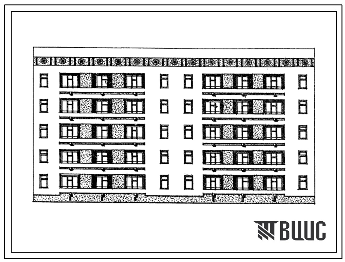 Типовой проект 63-058с.13.86 Блок-секция 5-этажная 20-квартирная рядовая с торцовыми окончаниями 4Б.3Б-5А.2Б (для Азербайджанской ССР)