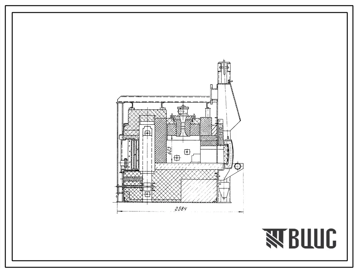 Типовой проект 406-9-306.86 Печь нагревательная камерная размерами пода 0,93х0,7 м на газе низкого давления с отводом дыма в боров