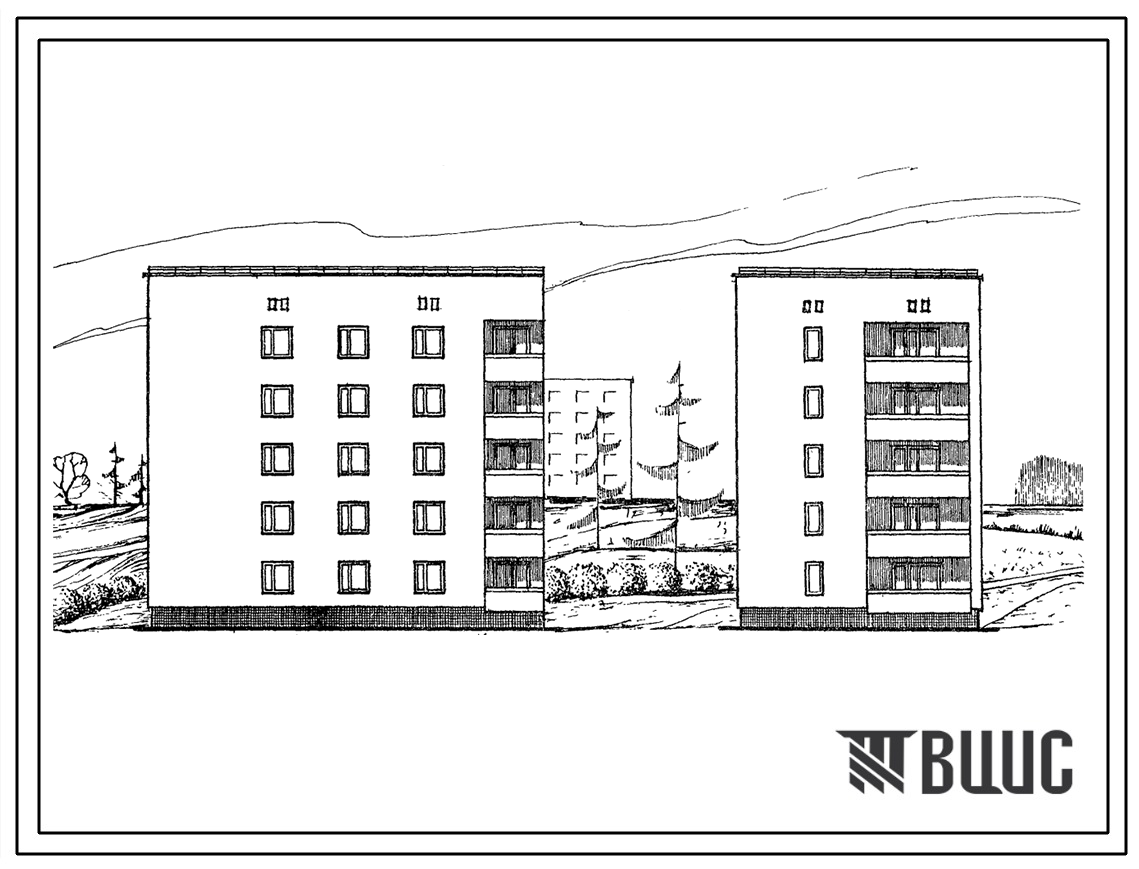 Типовой проект 87-098 Унифицированная блок-секция пятиэтажного дома торцовая левая на 15 квартир (однокомнатных 1Б-5, двухкомнатных 2Б-5, трехкомнатных 3Б-5). Для строительства на неравномерно сжимаемых грунтах, на просадочных грунтах, над горными выработ