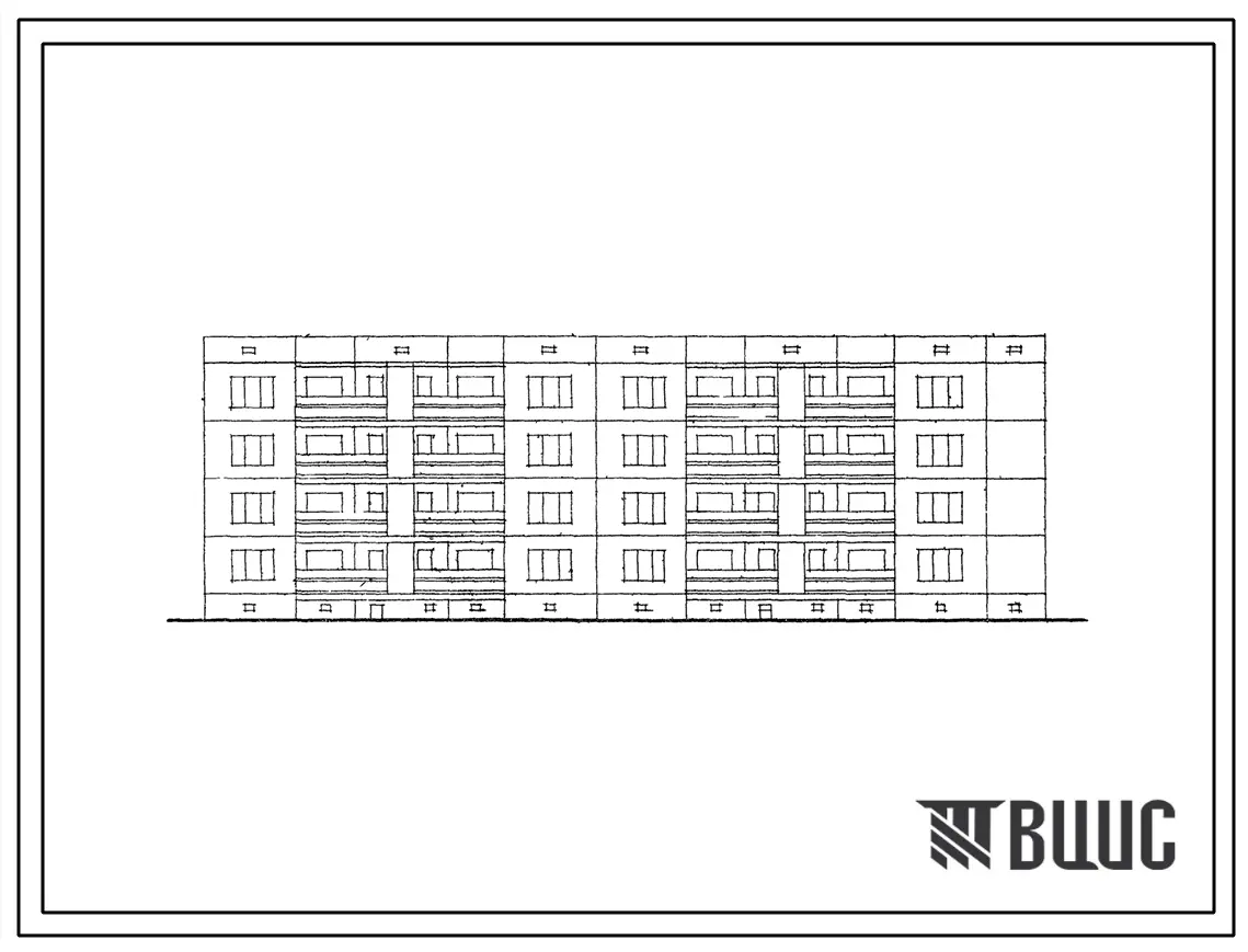 Типовой проект 127-028с Четырехэтажная торцовая блок-секция правая на 16 квартир (двухкомнатных 2Б-4; трехкомнатных 3Б-4; четырехкомнатных 4Б-4; пятикомнатных 5-4) с шагом поперечных стен 3,0 и 4,8 м, для строительства в 4Б климатическом подрайоне Грузинс