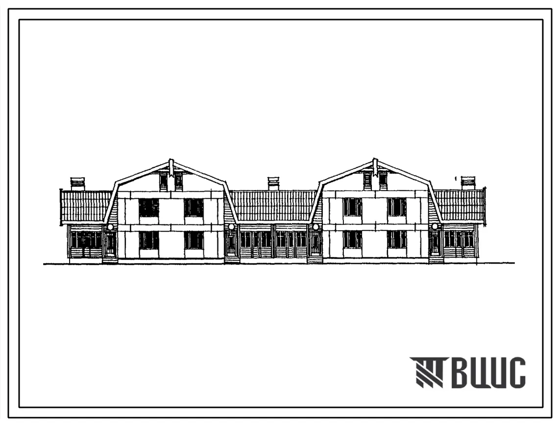 Типовой проект 143-24-319.13.89 Двухэтажный четырехквартирный жилой дом с 3-4-комнатными квартирами в двух уровнях (для строительства в Украинской ССР)