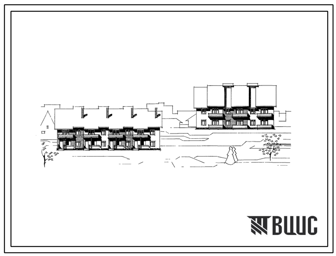 Типовой проект 204-03 Двухэтажная блок-секция рядовая торцевая на две квартиры (двухкомнатных 2Б-1; трехкомнатных 3Б-1). Для строительства в 1В климатическом подрайоне экспериментально-показательных поселков, совхозов и колхозов Западной Сибири