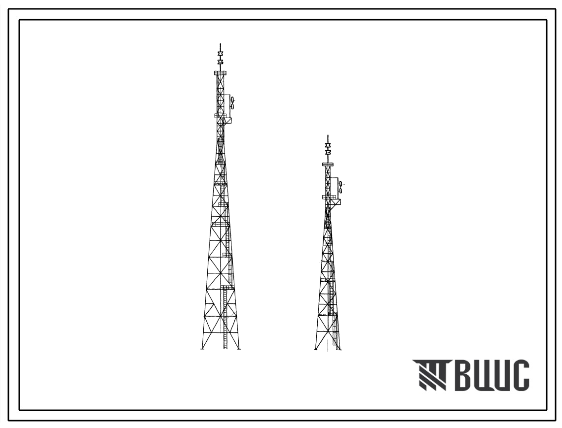 Типовой проект 603-56 Металлические башни высотой 75 и 50 м для ретранслятора ТРСА 12/12