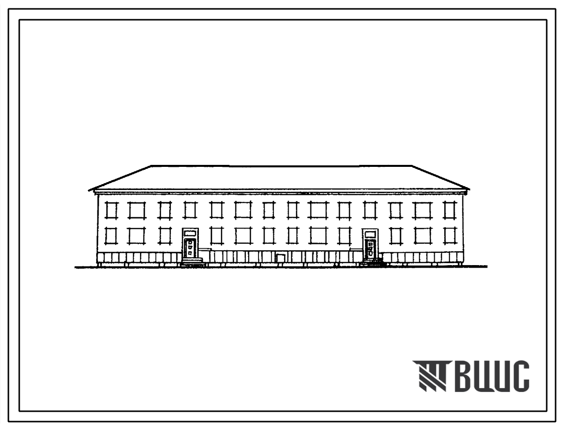 Типовой проект 1-309-12 Двухэтажный дом на 44 комнаты для малосемейных со стенами из мелких блоков