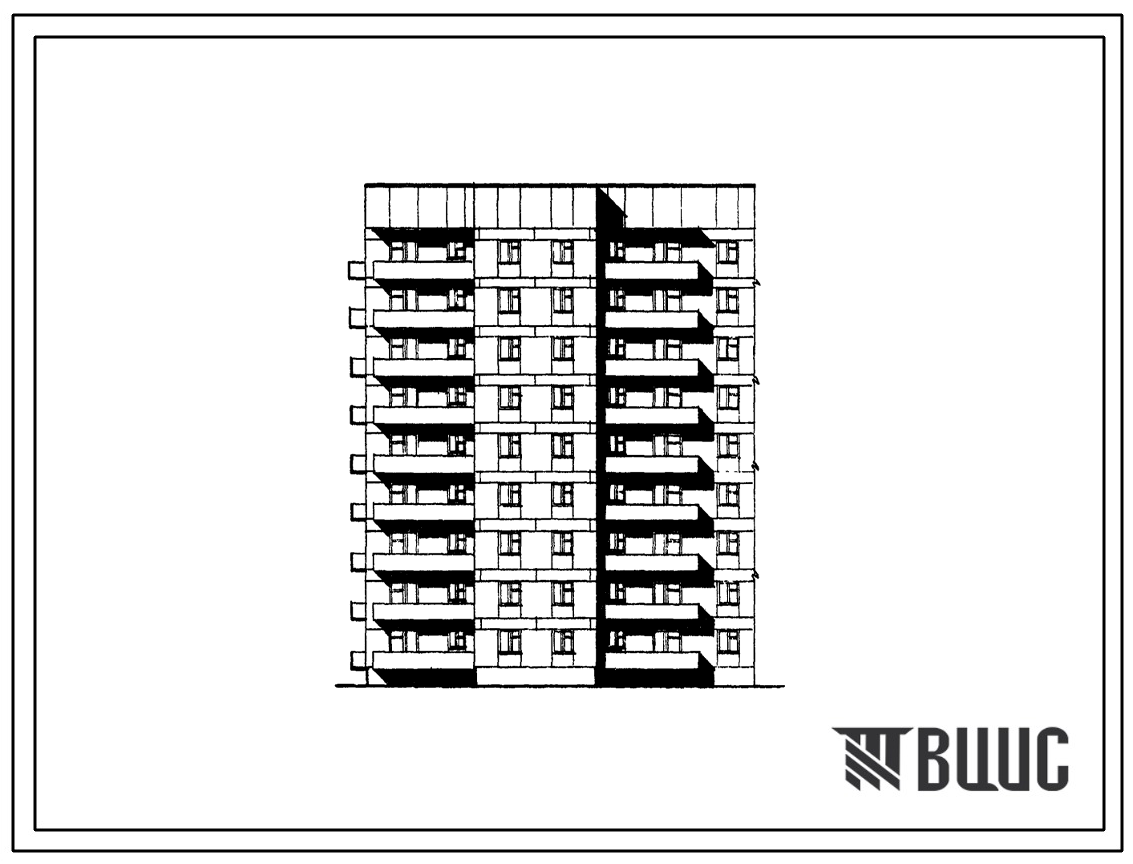 Типовой проект 81-010/1.2 Девятиэтажная блок-секция угловая левая на 36 квартир (двухкомнатных 2Б-19, трехкомнатных 3А-17). Для строительства в 1В климатическом подрайоне, 2 и 3 климатических районах
