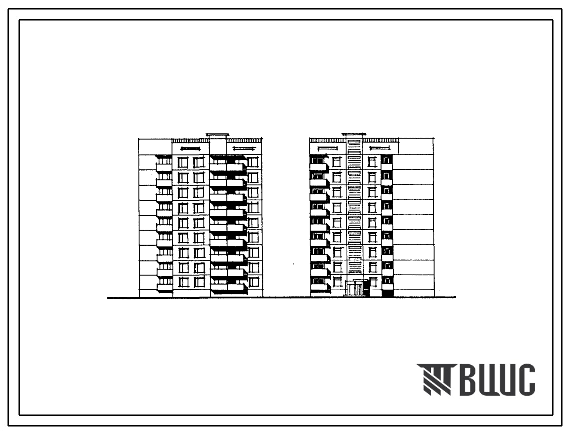 Типовой проект 135-0238с.85 Блок-секция угловая 9-этажная 18-квартирная с торцовым окончанием 4Б-2Б (левая)