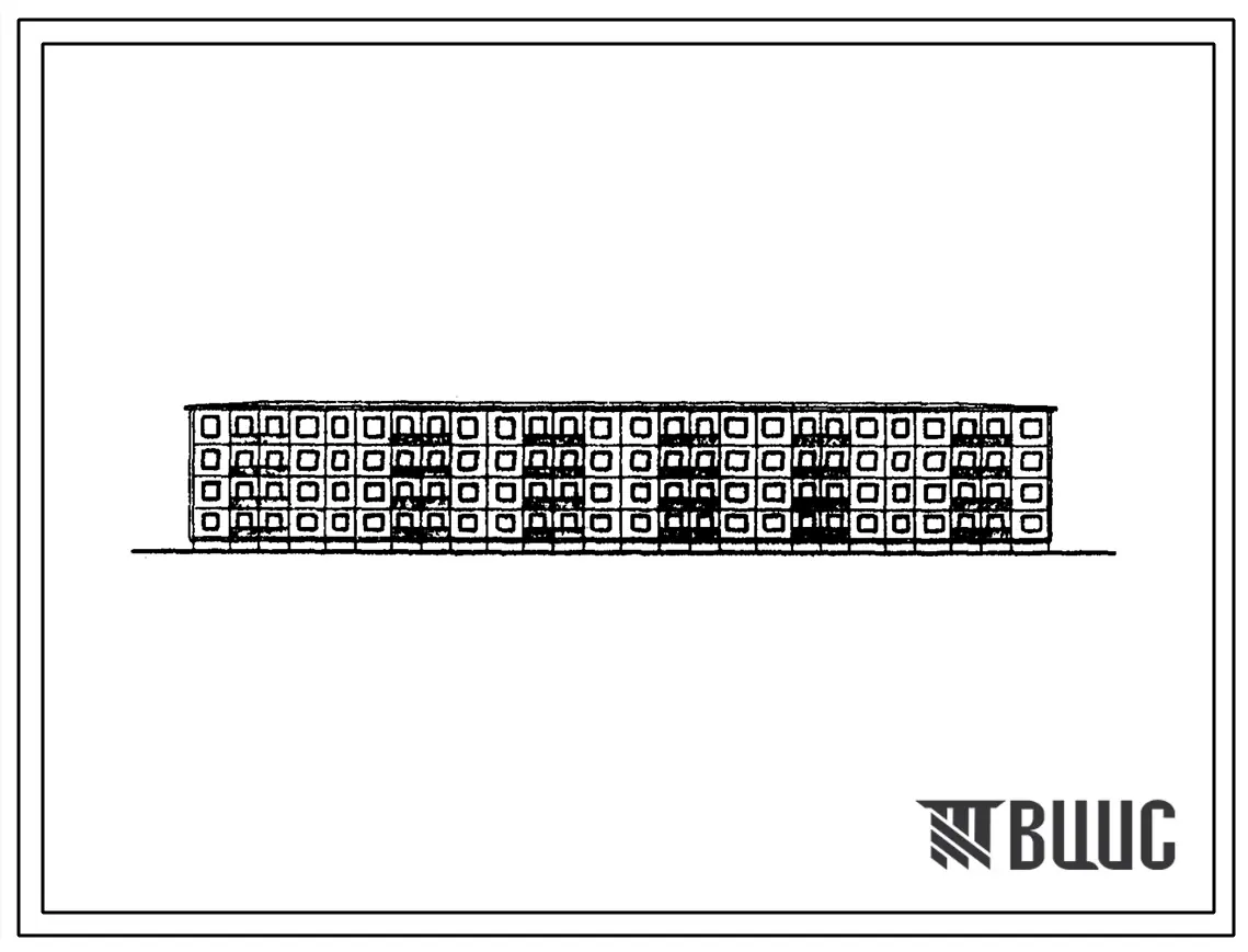 Типовой проект 1-464УСП-3/67 Четырехэтажный шестисекционный крупнопанельный дом на 48 квартир (двухкомнатных-24, трехкомнатных-8, четырехкомнатных-16).