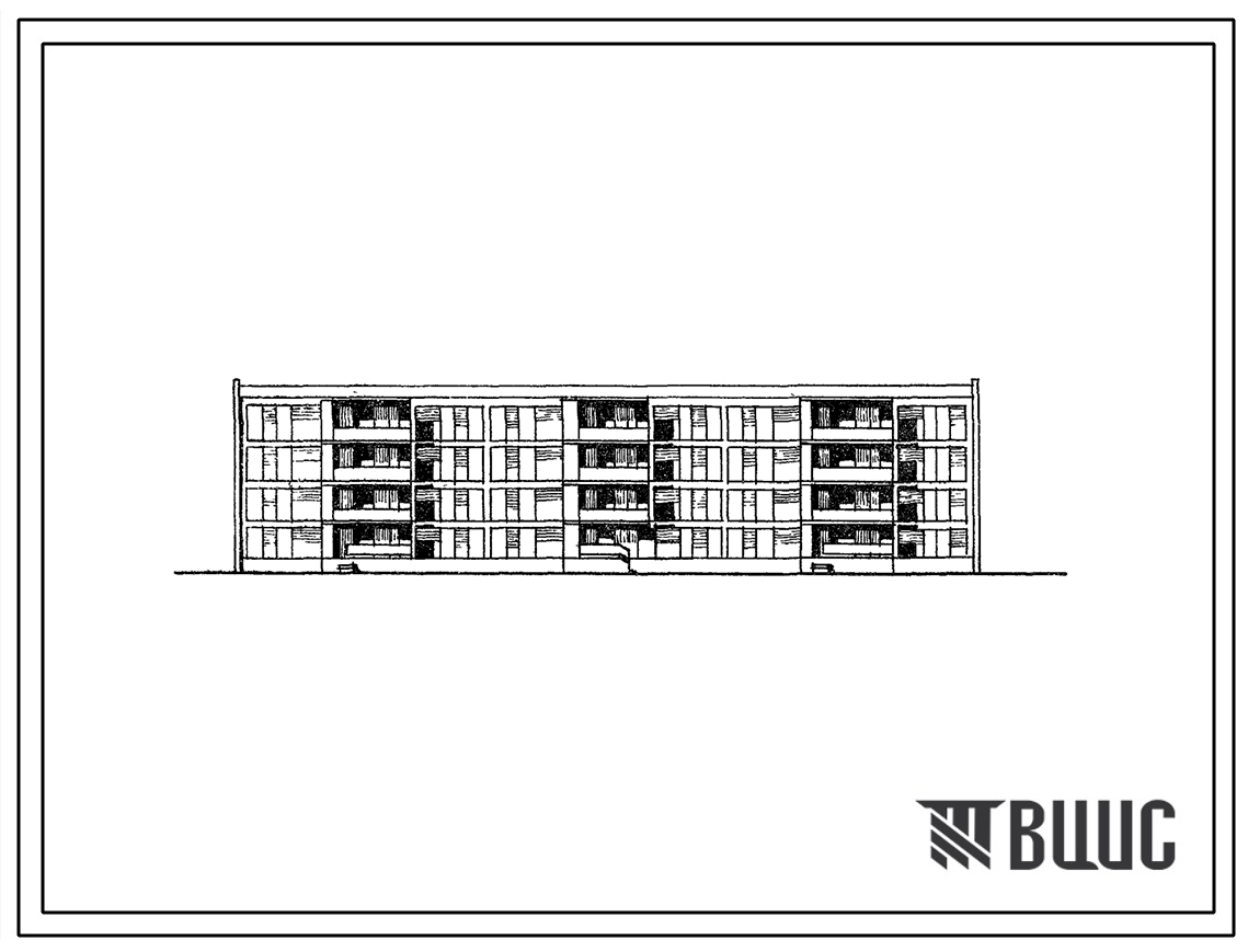 Типовой проект 79-04с Четырехэтажная 3-секционная блок-секция на 35 квартир для строительства в 4-а строительно-климатической зоне в районах с сейсмичностью 9 баллов.