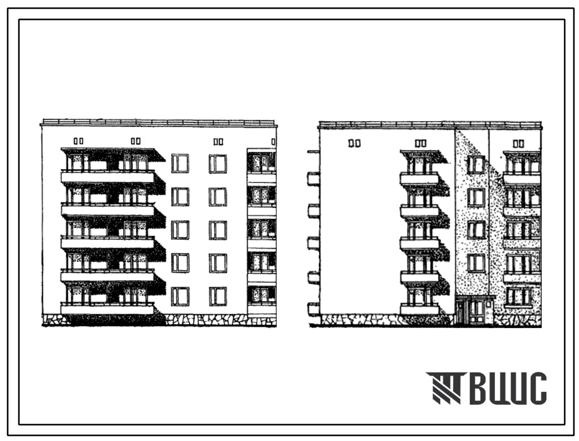 Типовой проект 87-0106 5-этажная угловая блок-секция на 20 квартир. У-1Б.2Б.3А.4Б
