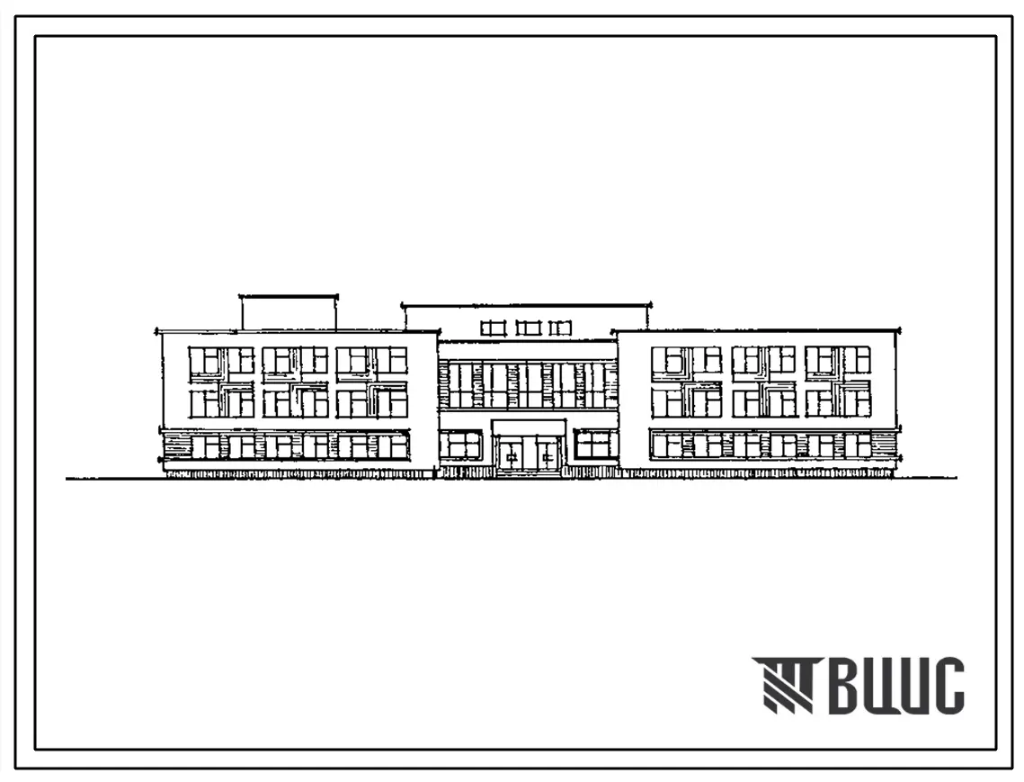 Типовой проект 224-1-442.85 Школа на 22 классов (834-864 учащихся). Здание трехэтажное. Стены из кирпича.