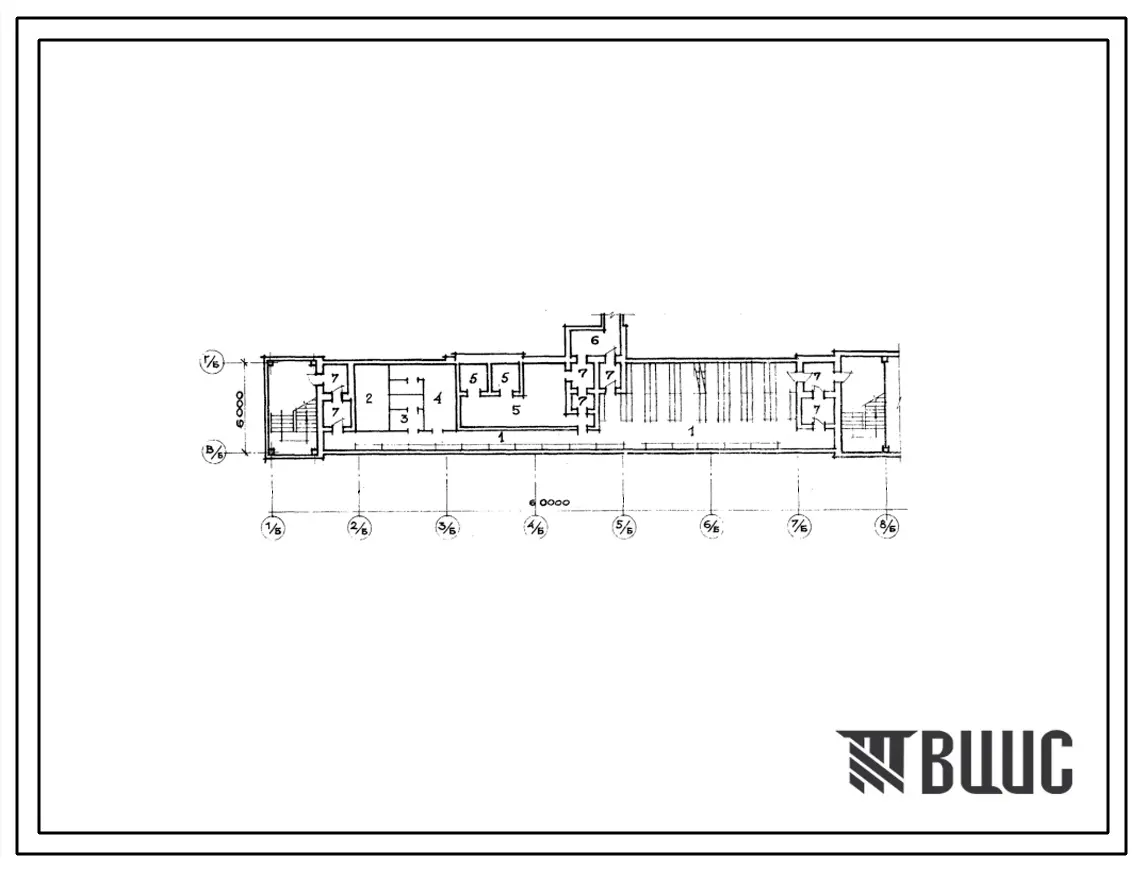 Типовой проект А-3-225(409-2-6) Помещения кабинетов технической учебы и политпросвещения в подвале административно-бытовой пристройки производственного корпуса ,(убежище на 225 человек, размеры убежища 60м на 6м, режимы вентиляции 1,2).