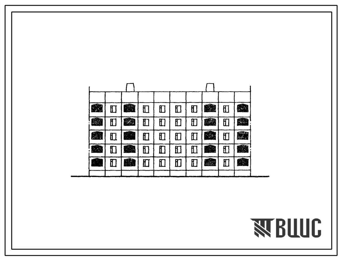 Типовой проект 105-088с.84 Блок-секция 5-этажная 20-квартирная 3Б.4Б-4Б.3Б рядовая с торцевыми окончаниями. Шаг поперечных стен 3,6 м. Для строительства в 3 климатическом районе Киргизской ССР сейсмичностью 9 баллов.