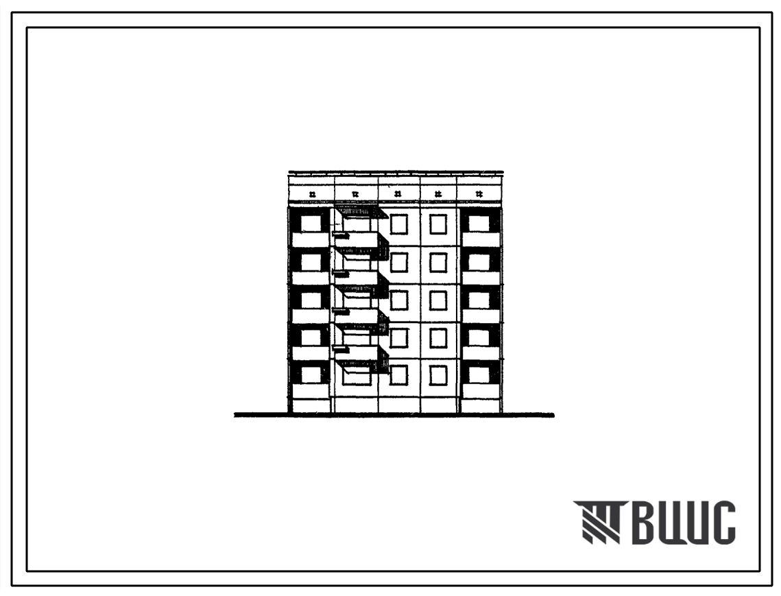 Типовой проект 94-041/1.2 Блок-секция рядовая правая 5-этажная 15-квартирная 2Б-2Б-2Б