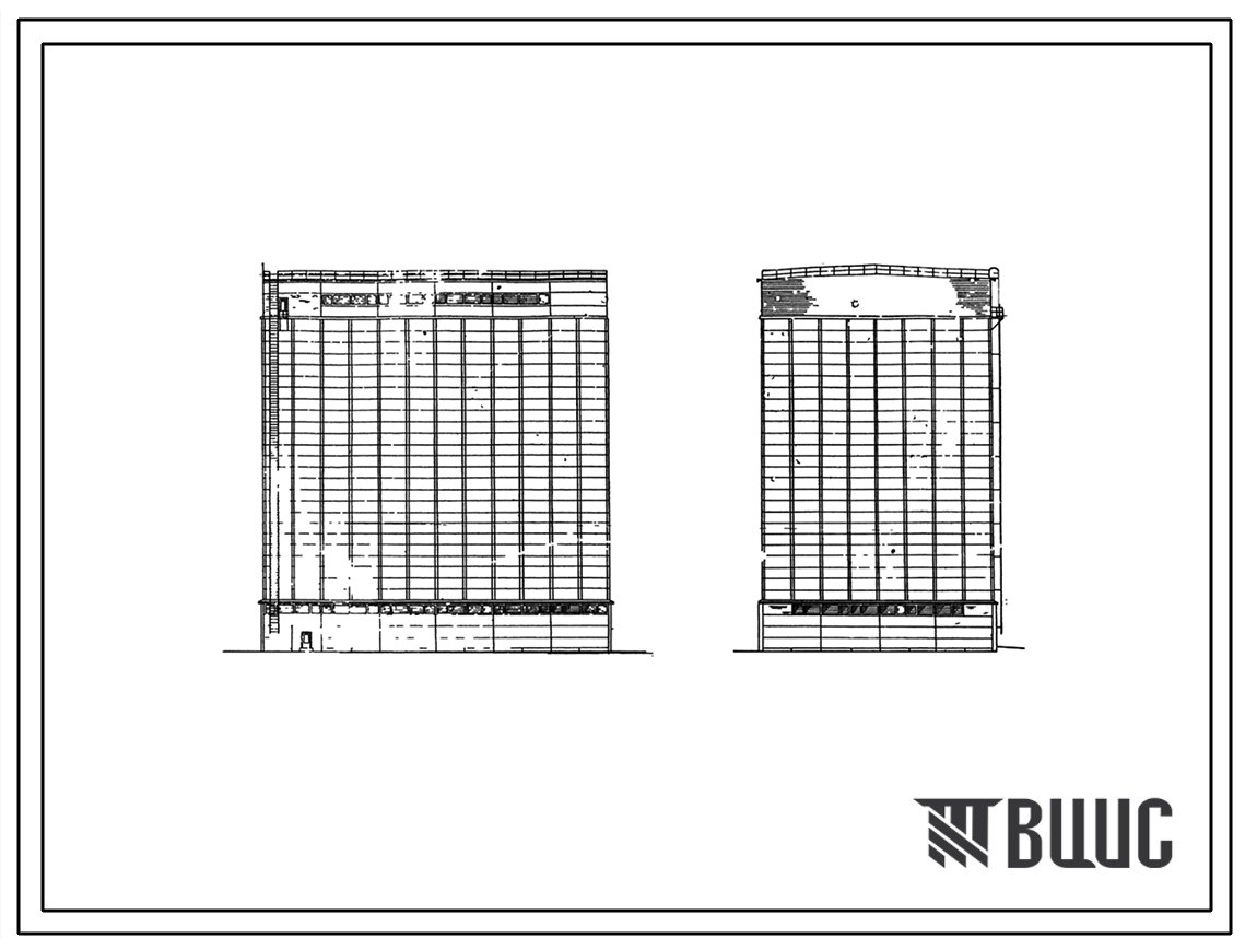 Типовой проект 702-18 Восьмирядный силосный корпус для хранения зерна типа СКС-3х96 емкостью 18 тыс.тонн с гладкими стенами