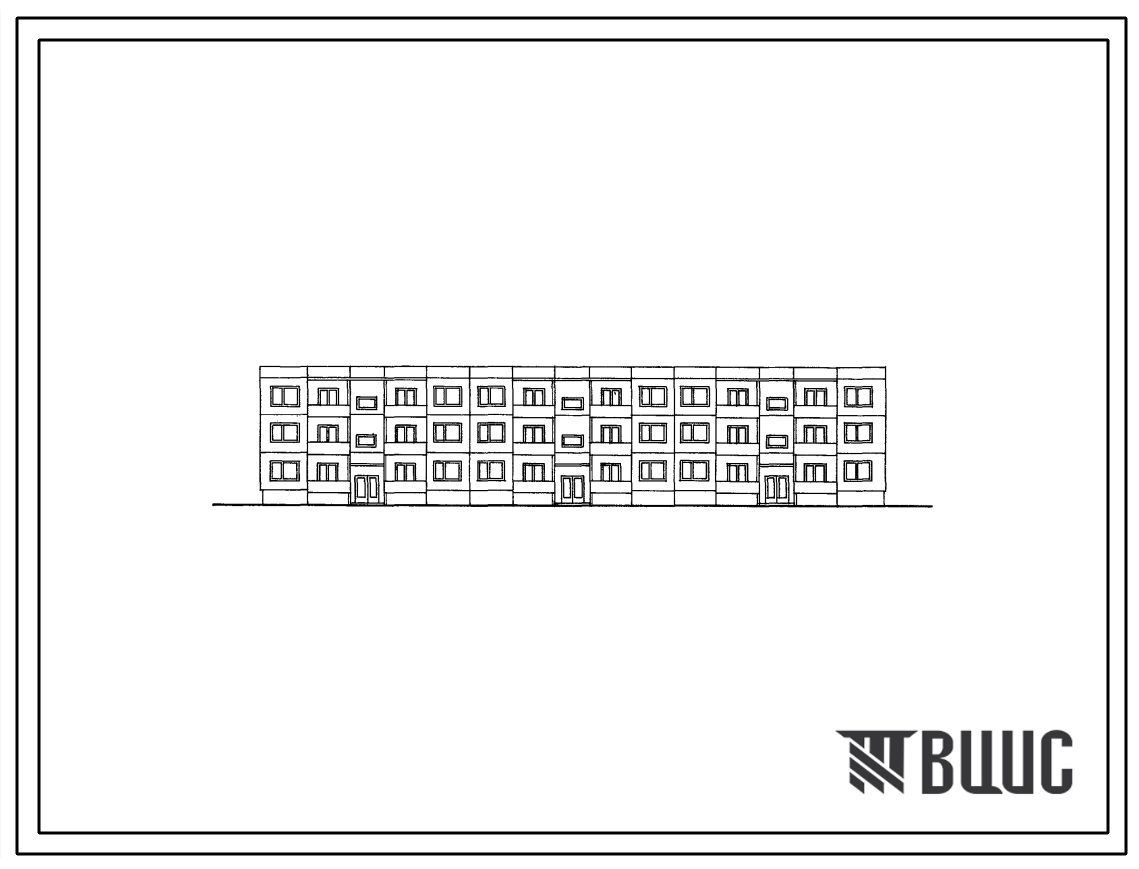 Типовой проект 111-121-8 Трехэтажный трехсекционный дом на 27 квартир (однокомнатных 1Б-6; двухкомнатных 2Б-12, 2А-3; трехкомнатных 3Б-6). Для строительства в 1В климатическом подрайоне, 2 и 3 климатических районах