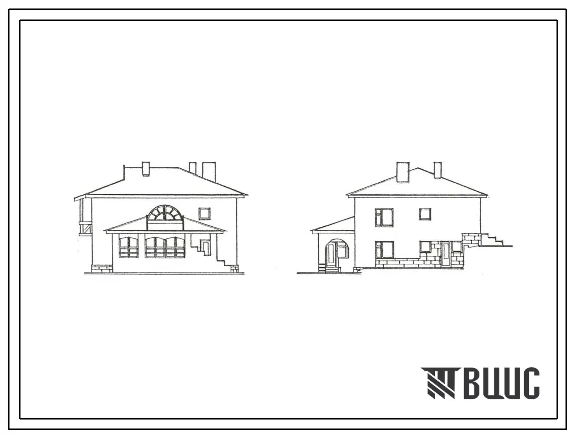 Типовой проект 185-12-222с.13.89 Дом с шестикомнатной квартирой, с цокольным этажом на прямом уклоне. Общая площадь квартиры 220 м2 (СТЕНЫ ИЗ ЛЕГКОБЕТОННЫХ КАМНЕЙ, Перекрытия железобетонные, (ВАРИАНТ – ДЕРЕВЯННЫЕ), Для Московской области)