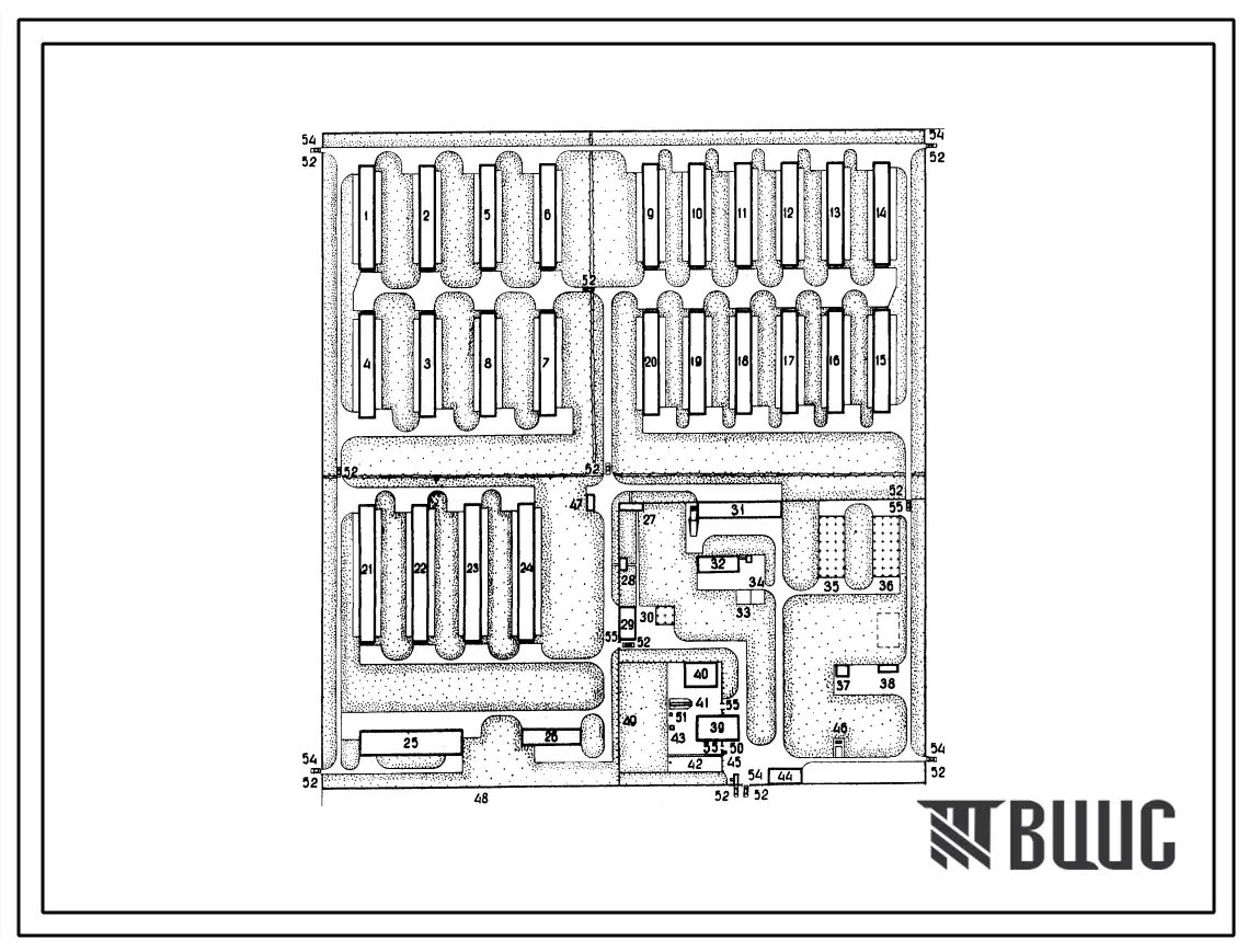 Типовой проект 819-31 Птицеводческое племенное репродукторное хозяйство яичного направления на 50 тыс.кур. Схемы планировок.