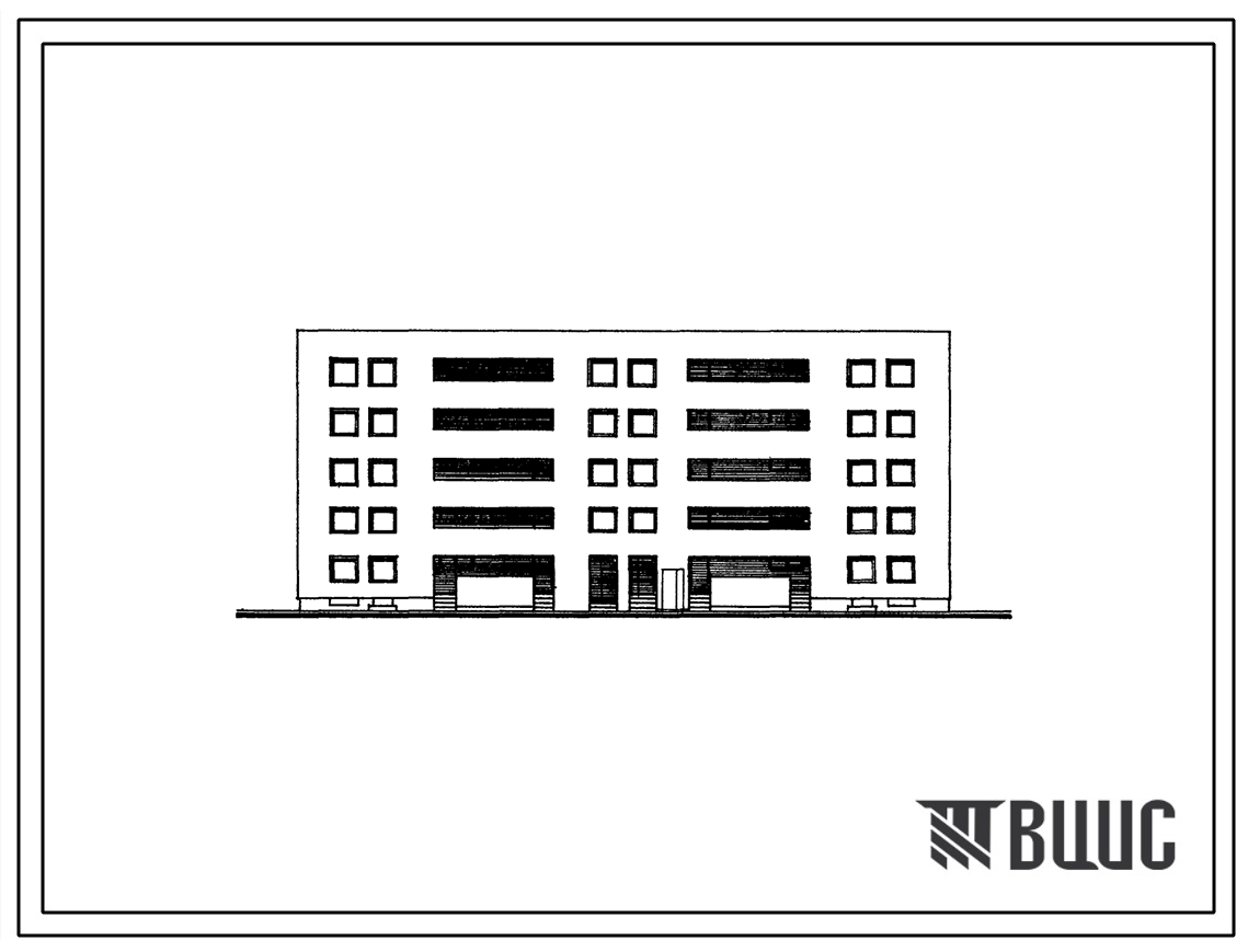 Типовой проект 166-02/1 Блок-секция пятиэтажная боковая правая на 20 квартир (двухкомнатных 2Б-10, трехкомнатных 3Б-10).  Для строительства во 2В климатическом подрайоне Литовской ССР