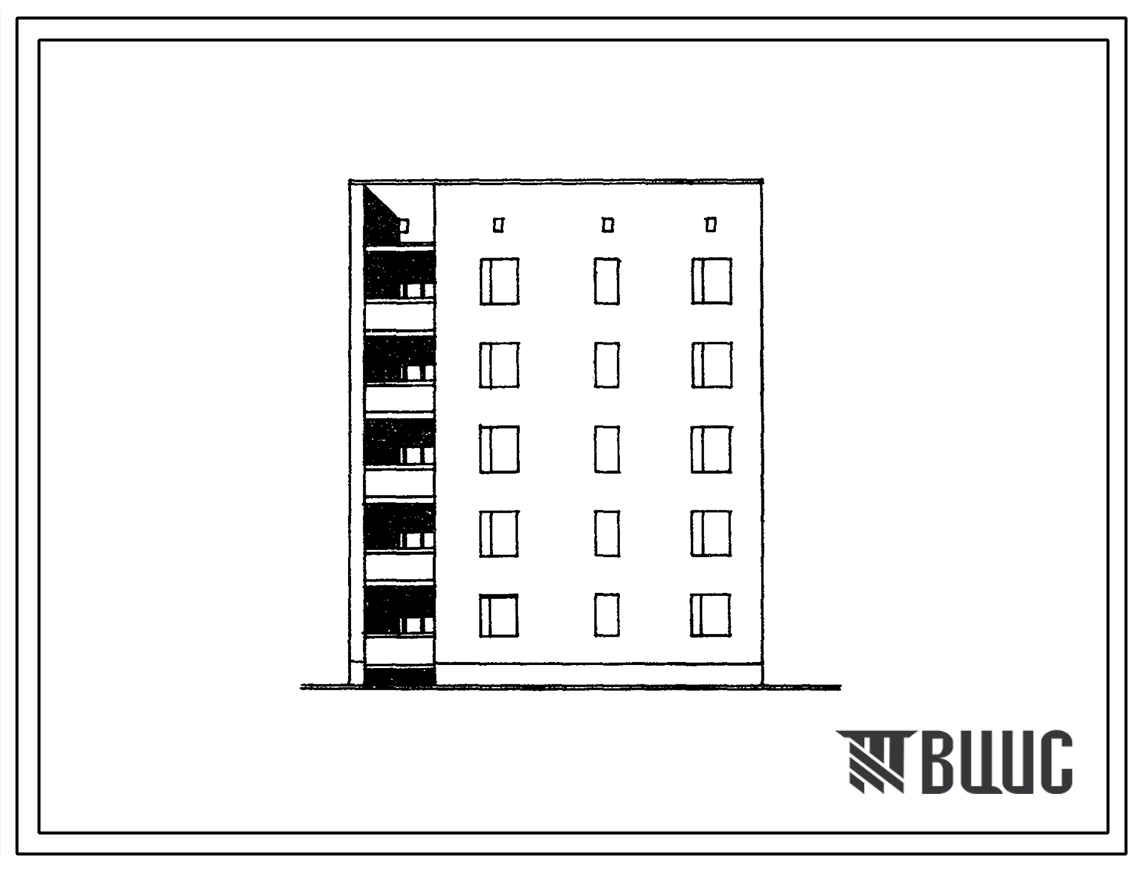 Типовой проект 87-064ПВ.2 Унифицированная блок-секция пятиэтажного дома рядовая левая на 10 квартир (Р-2Б-3А).