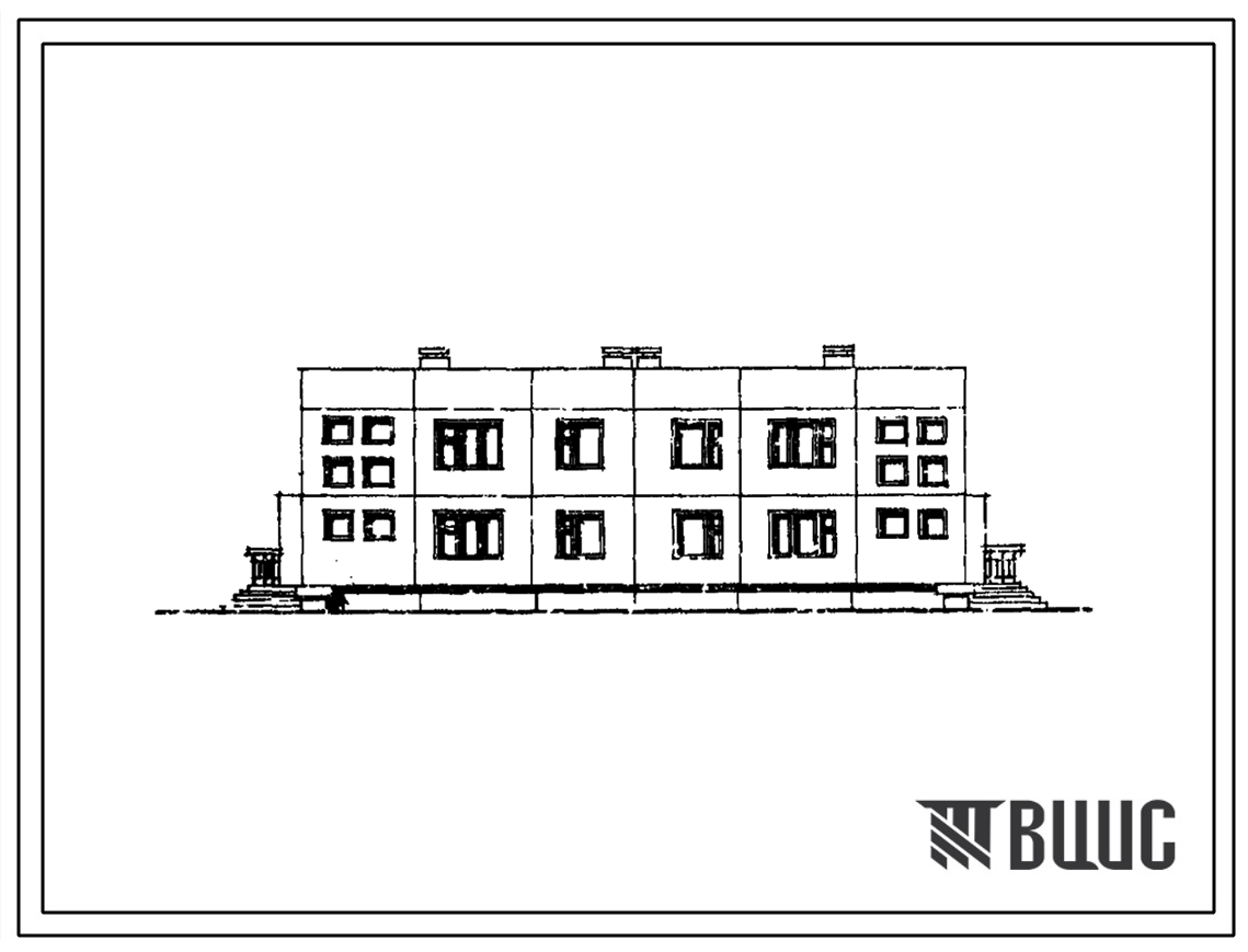 Типовой проект 111-210-16 Дом двухэтажный четырехквартирный крупнопанельный с раздельными входами. Для строительства во IIВ климатическом подрайоне Белорусской ССР.