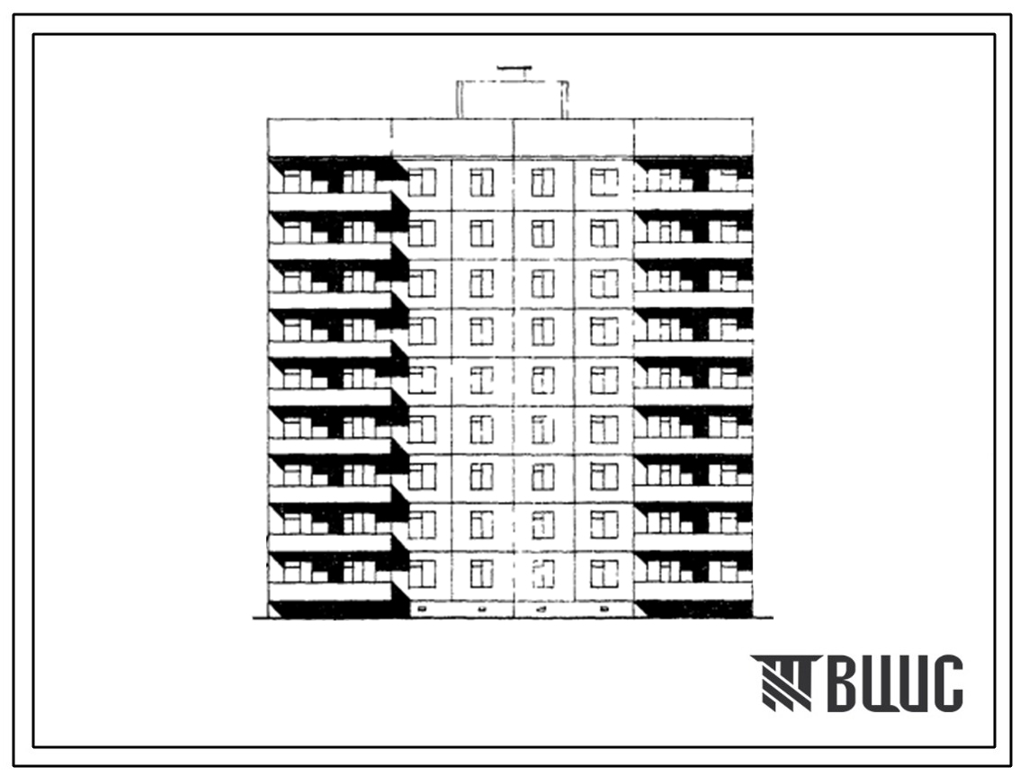 Типовой проект 170-05 Блок-секция рядовая-торцевая девятиэтажная 36-квартирная 3Б-2Б-2Б-3Б из объемных блоков. Для Кременчугского ДСК-3.