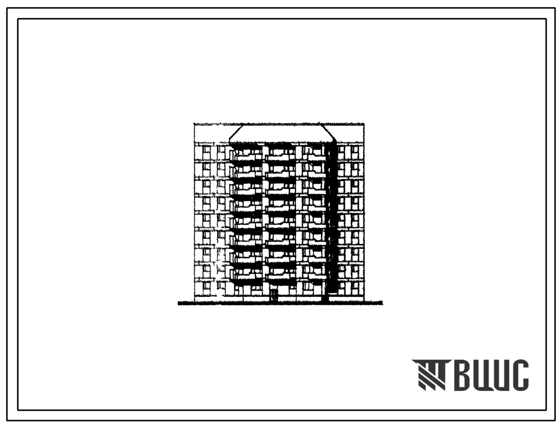Типовой проект 123-026м Блок-секция девятиэтажная 44-квартирная торцевая правая 1Б.2Б.3А.3А.3Б.