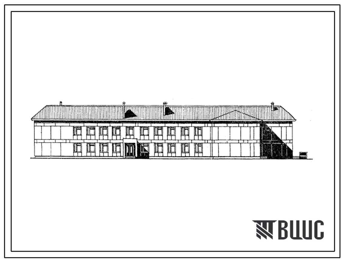 Типовой проект 223-1-511.2.13.87 Школа на 11 классов (132 учащихся). Для Республики Саха (Якутия). Здание одно-, двухэтажное. Стены из крупных легкобетонных блоков. Объем 7208м?
