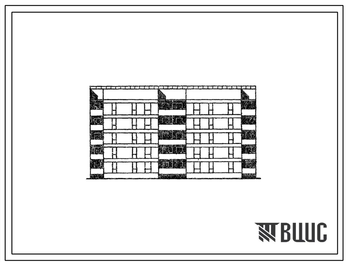 Типовой проект 87-0108/2 Блок-секция рядовая спаренная 5-этажная 20-квартирная Р-3А-4Б