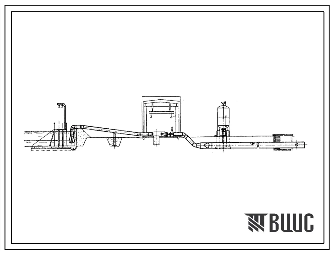 Типовой проект 820-228 Трехагрегатная насосная станция подачей 1150 л/с с напором 94,5 м, оборудованная насосами Д1600-90, для работы на закрытую сеть, с водозабором из канала.